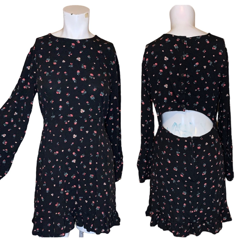 Long sleeve open back dress